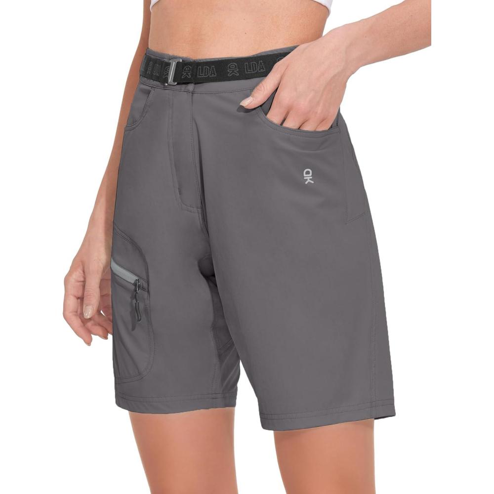 imageLittle Donkey Andy Womens Quick Dry Lightweight Bermuda Golf Cargo Shorts Stretch Business Travel Hiking ShortsGray