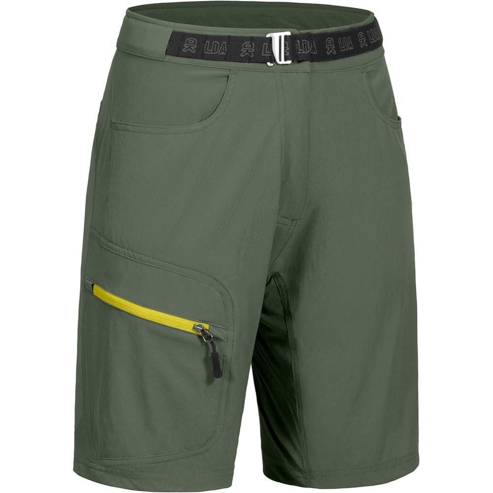 imageLittle Donkey Andy Womens Quick Dry Lightweight Bermuda Golf Cargo Shorts Stretch Business Travel Hiking ShortsOil Green