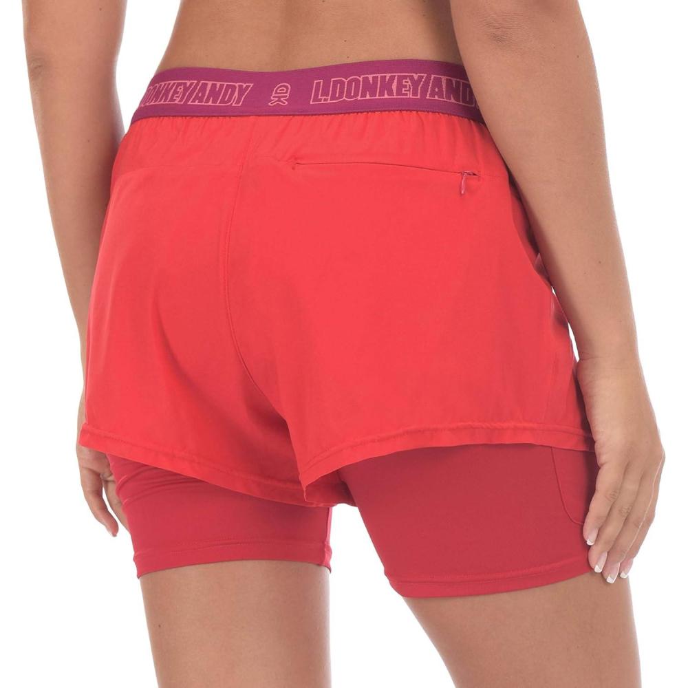 imageLittle Donkey Andy Womens QuickDry Running Shorts High Waist Stretch Workout Hiking Bicycle Athletic Shorts with LinerA4builtin Boxer Red