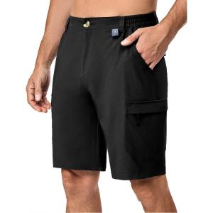 Little Donkey Andy Men’s 10 Inch Quick Dry Cargo Shorts Stretch Lightweight Outdoor Hiking Shorts UPF 50(Black)