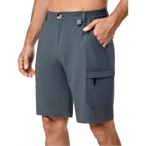Little Donkey Andy Men’s 10 Inch Quick Dry Cargo Shorts Stretch Lightweight Outdoor Hiking Shorts UPF 50(Grey)