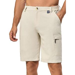 Little Donkey Andy Men’s 10 Inch Quick Dry Cargo Shorts Stretch Lightweight Outdoor Hiking Shorts UPF 50(Khaki)