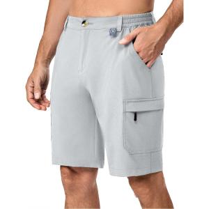 Little Donkey Andy Men’s 10 Inch Quick Dry Cargo Shorts Stretch Lightweight Outdoor Hiking Shorts UPF 50(Light Grey)