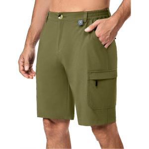 Little Donkey Andy Men’s 10 Inch Quick Dry Cargo Shorts Stretch Lightweight Outdoor Hiking Shorts UPF 50(Olive)