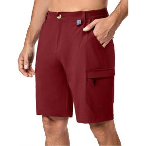 Little Donkey Andy Men’s 10 Inch Quick Dry Cargo Shorts Stretch Lightweight Outdoor Hiking Shorts UPF 50(Red)