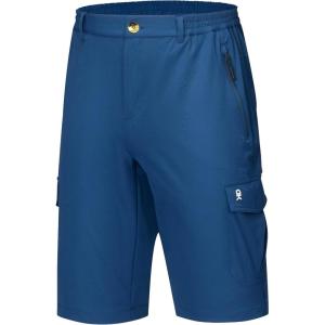 Little Donkey Andy Men’s 11 Inch Quick Dry Bermuda Stretch Cargo Shorts Hiking Travel Golf(B Dark Blue)