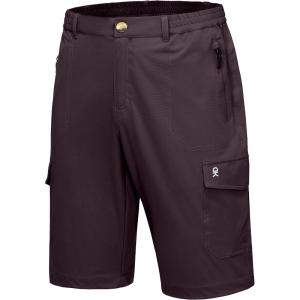 Little Donkey Andy Men’s 11 Inch Quick Dry Bermuda Stretch Cargo Shorts Hiking Travel Golf(B Dark Brown)