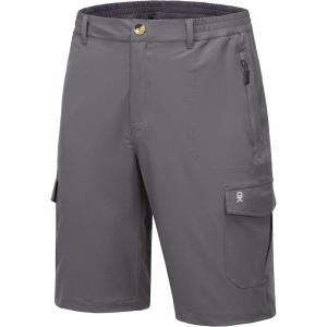 Little Donkey Andy Men’s 11 Inch Quick Dry Bermuda Stretch Cargo Shorts Hiking Travel Golf(B Grey)