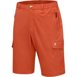 Little Donkey Andy Men’s 11 Inch Quick Dry Bermuda Stretch Cargo Shorts Hiking Travel Golf(B Orange)