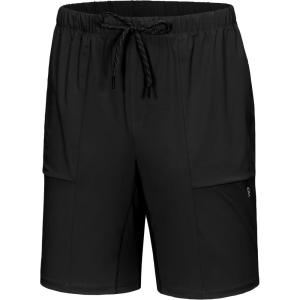 Little Donkey Andy Men’s Capri Pants Quick Dry Stretch Cool 3/4 Capri Jogger Shorts Gym Running Hiking Track Shorts(A-black)