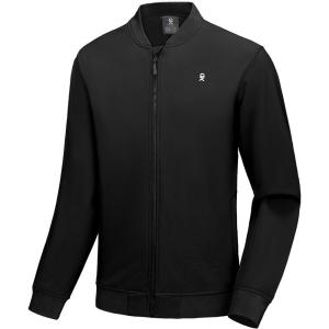 Little Donkey Andy Men’s Fleece Bomber Jacket Lightweight Softshell Windbreaker Jacket Casual Spring Fall Coat(Black)