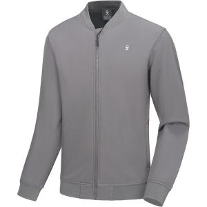 Little Donkey Andy Men’s Fleece Bomber Jacket Lightweight Softshell Windbreaker Jacket Casual Spring Fall Coat(Grey)