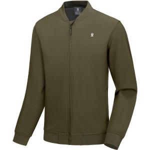 Little Donkey Andy Men’s Fleece Bomber Jacket Lightweight Softshell Windbreaker Jacket Casual Spring Fall Coat(Olive Green)