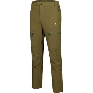 Little Donkey Andy Men’s Fleece Lined Softshell Pants for Hiking SKiiing(6 Pockets-amber Green)