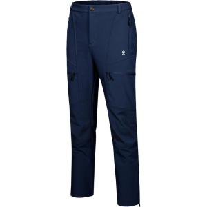 Little Donkey Andy Men’s Fleece Lined Softshell Pants for Hiking SKiiing(6 Pockets-blue)