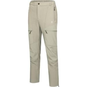 Little Donkey Andy Men’s Fleece Lined Softshell Pants for Hiking SKiiing(6 Pockets-khaki)