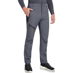 Little Donkey Andy Men’s Fleece Lined Softshell Pants for Hiking SKiiing(Gray)