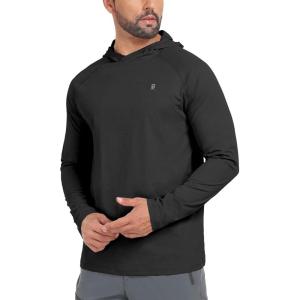 Little Donkey Andy Men’s Golf Quarter Zip Pullover Mock Neck Lightweight Sun Protection Long Sleeve Fishing Shirt(Black Hoodie)