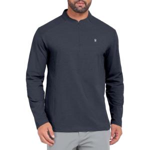 Little Donkey Andy Men’s Golf Quarter Zip Pullover Mock Neck Lightweight Sun Protection Long Sleeve Fishing Shirt(Gray)