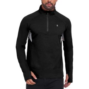 Little Donkey Andy Men’s Golf Quarter Zip Pullover Mock Neck Lightweight Sun Protection Long Sleeve Fishing Shirt(Mock Neck Black)
