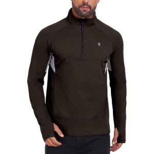 Little Donkey Andy Men’s Golf Quarter Zip Pullover Mock Neck Lightweight Sun Protection Long Sleeve Fishing Shirt(Mock Neck Brown)