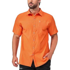 Little Donkey Andy Men’s Lightweight Quick Dry Button Down Shirts for Golf Hiking Casual Breathable UPF50(Orange)