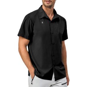Little Donkey Andy Men’s Lightweight Quick Dry Shirts for Hiking Travel Breathable UPF50 Relaxed Fit(Black)