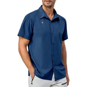 Little Donkey Andy Men’s Lightweight Quick Dry Shirts for Hiking Travel Breathable UPF50 Relaxed Fit(Blue)