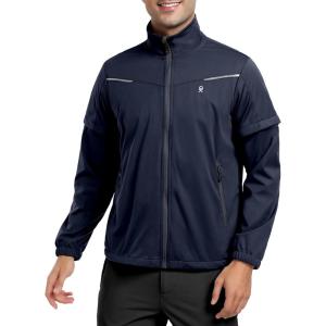Little Donkey Andy Men’s Lightweight Softshell Jackets Waterproof Removable Sleeve for Golf Hiking Cycling Running(B2 Deep Blue)