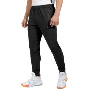 Little Donkey Andy Men’s Lightweight Tapered Joggers, Quick-Dry Stretch Athletic Track Pants for Running, Gym, and Training(1.black)