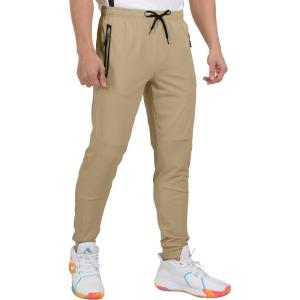 Little Donkey Andy Men’s Lightweight Tapered Joggers, Quick-Dry Stretch Athletic Track Pants for Running, Gym, and Training(5.khaki)