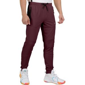 Little Donkey Andy Men’s Lightweight Tapered Joggers, Quick-Dry Stretch Athletic Track Pants for Running, Gym, and Training(7.dark Red)