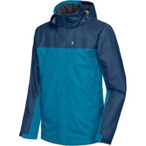 Little Donkey Andy Men’s Long Waterproof Rain Jacket with Hood Lightweight Rain Shell for Hiking(B7.deep Blue/Aqua)