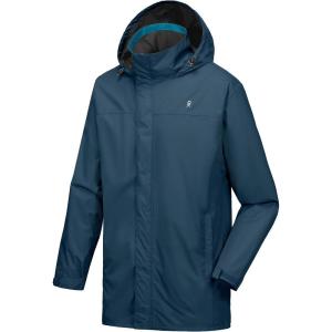 Little Donkey Andy Men’s Long Waterproof Rain Jacket with Hood Lightweight Rain Shell for Hiking(E2.dark Blue)