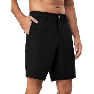 Little Donkey Andy Men’s Quick Dry Shorts Lightweight Bermuda with Pockets for Golf Hiking Camping Travel(A Black)