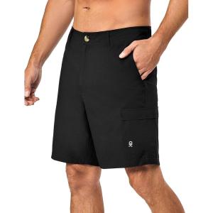 Little Donkey Andy Men’s Quick Dry Shorts Lightweight Bermuda with Pockets for Golf Hiking Camping Travel(B Black)