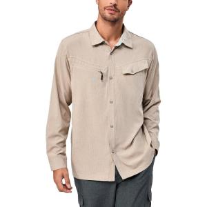 Little Donkey Andy Mens UPF 50+ UV Protection Long Sleeve Lightweight Shirt Breathable Quick Dry Hiking Fishing Shirts(Light Khaki)