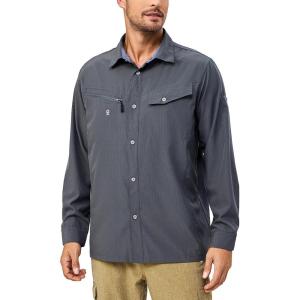 Little Donkey Andy Mens UPF 50+ UV Protection Long Sleeve Lightweight Shirt Breathable Quick Dry Hiking Fishing Shirts(Steel Grey)