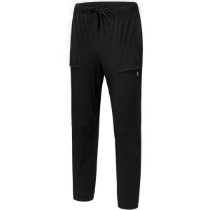 Little Donkey Andy Men’s Ultra Stretch Quick Dry Cool Pants Drawstring Active Travel Hiking(Black)