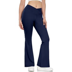 Little Donkey Andy Women’s Flare Leggings Cross High-Waisted Yoga Pants Athletic Casual Length Pants(Dark Blue)