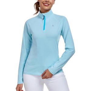 Little Donkey Andy Women’s Golf Shirts Long Sleeve 1/4 Zip Athletic Lightweight Quick Dry Workout Hiking Athletic Shirts(Thumb Blue Heather)
