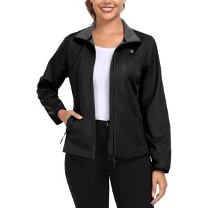 Little Donkey Andy Women’s Lightweight Jacket Athletic Lapel Zip Up Workout Casual with 3 Pockets for Running Golf Hiking(Black)