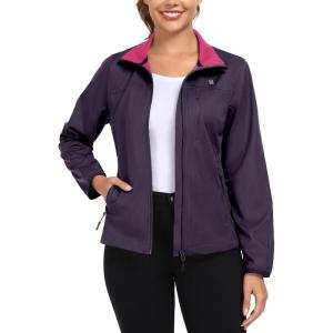 Little Donkey Andy Women’s Lightweight Jacket Athletic Lapel Zip Up Workout Casual with 3 Pockets for Running Golf Hiking(Dark Purple)