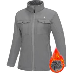 Little Donkey Andy Women’s Lightweight Stand Collar Jacket Water Resistant Windbreaker Fleece Lined Warm Coat(Iron Grey)