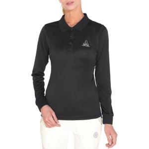 Little Donkey Andy Women’s Long Sleeve Golf Athletic Polo Shirt Lightweight Quick Dry UPF50+ Moisture-Wicking 3-Button Design(Pure Black)
