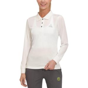 Little Donkey Andy Women’s Long Sleeve Golf Athletic Polo Shirt Lightweight Quick Dry UPF50+ Moisture-Wicking 3-Button Design(Pure White)