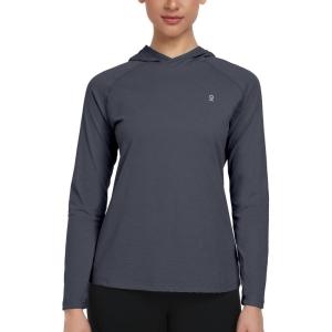 Little Donkey Andy Women’s Quick Dry Sun Protection UPF Hoodie Shirt Long Sleeve Breathable for Fishing Hiking Outdoor(Deep Gray)