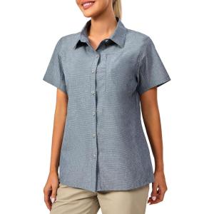 Little Donkey Andy Women’s Shirt, UPF 50 UV Breathable Short Sleeve Shirt Fishing Hiking Button Down Shirts(Blue)