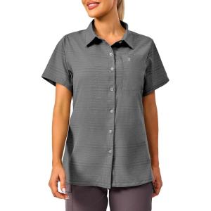 Little Donkey Andy Women’s Shirt, UPF 50 UV Breathable Short Sleeve Shirt Fishing Hiking Button Down Shirts(Gray)