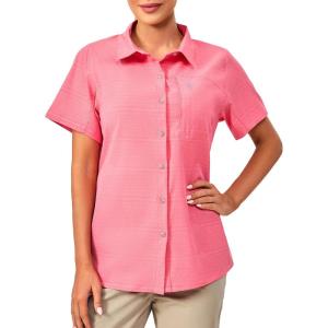 Little Donkey Andy Women’s Shirt, UPF 50 UV Breathable Short Sleeve Shirt Fishing Hiking Button Down Shirts(Pink)